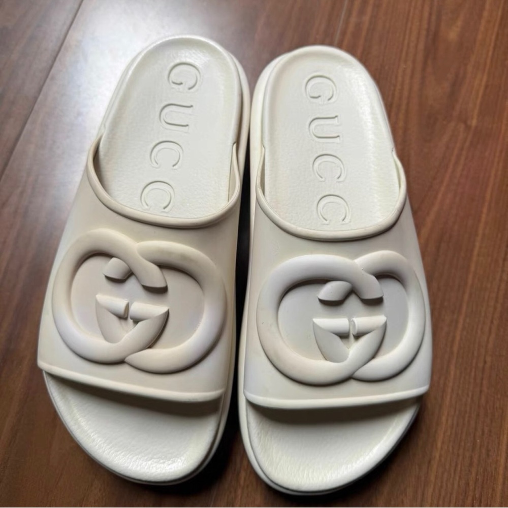 Gucci Cream Slide Sandals